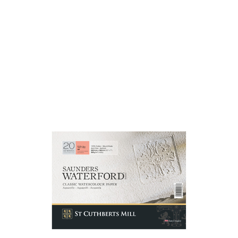 Bloc collé 4 côtés Waterford 18x26 300g 20 f grain satiné
