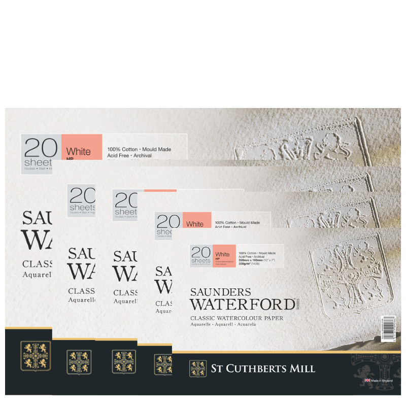Bloc collé 4 côtés Waterford 23x31 300g 20 f grain satiné