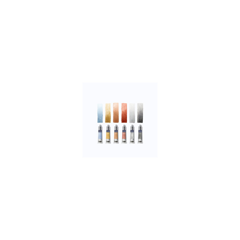 Boîte couleur métallique 6 tubes 8ml aquarelle en carton Cotman W&N