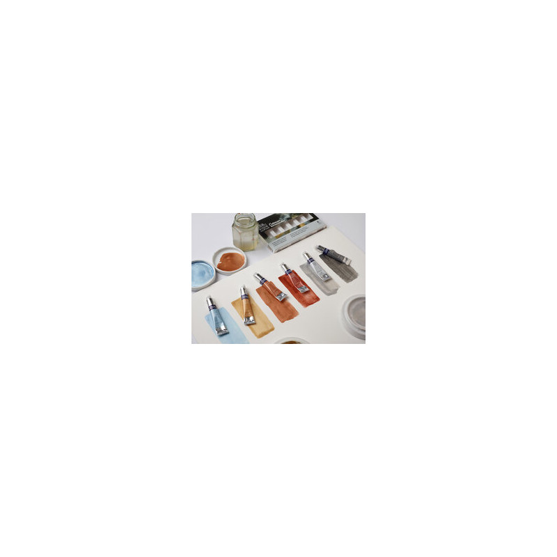 Boîte couleur métallique 6 tubes 8ml aquarelle en carton Cotman W&N