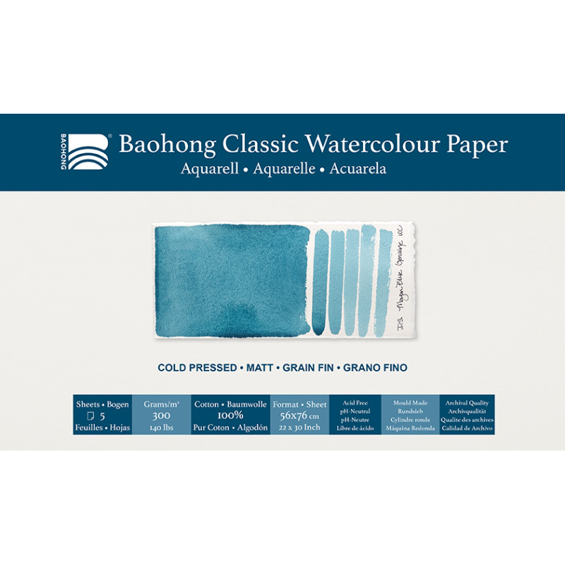 Feuilles Classic Baohong 56x76 300g 5f grain fin