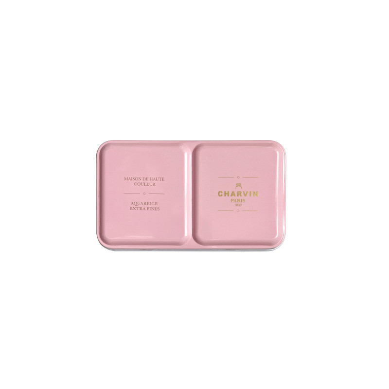 Coffret rose 12 ½ godets aquarelles extra-fines en métal Charvin