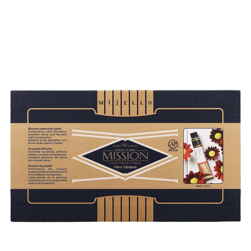 Coffret 12 Tubes 7ml aquarelle mission gold class extra-fines en carton Mijello