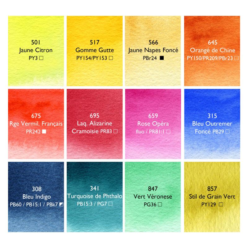 Palette signature Marie Boudon 12 ½ godets aquarelle extra-fine Sennelier
