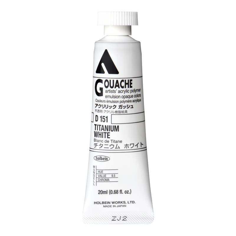 Blanc de titane - acrylic gouache Tube 20ml Holbein Artists'