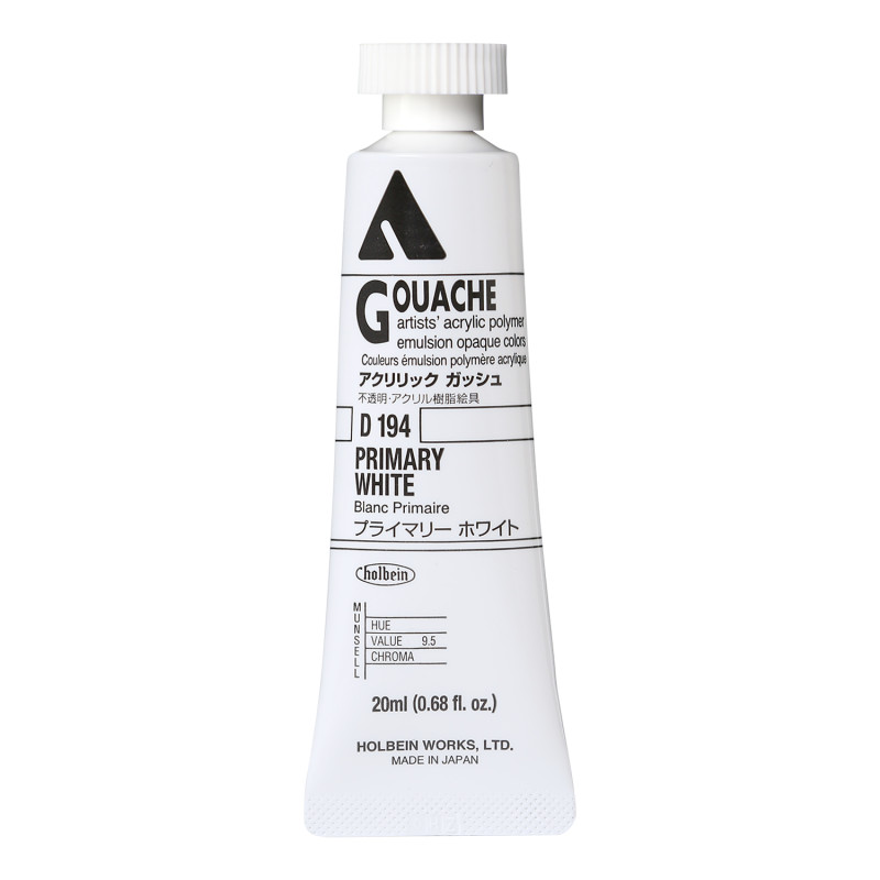 Blanc primaire - acrylic gouache Tube 20ml Holbein Artists'