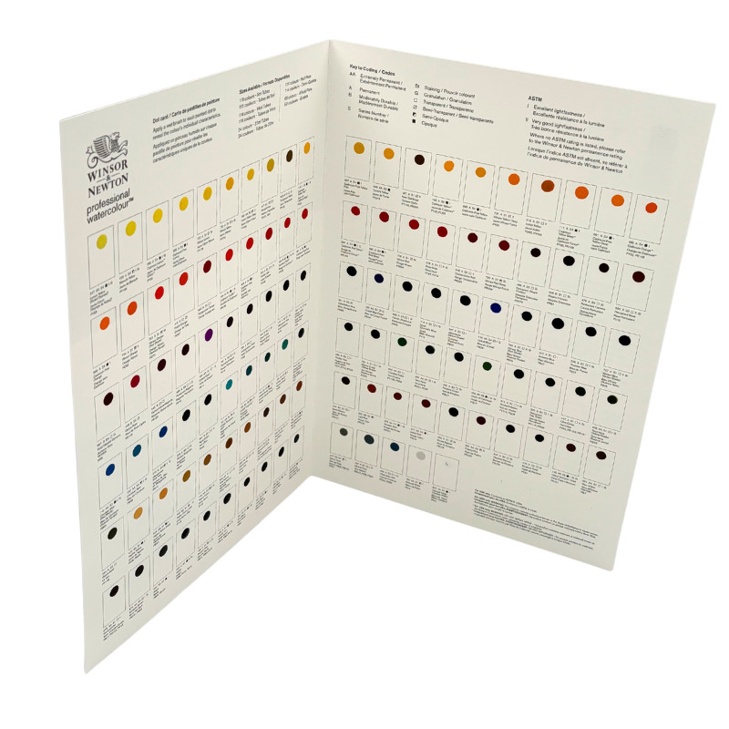 Carte échantillon couleurs réelles 115 couleurs d'aquarelles extra-fines Winsor & Newton