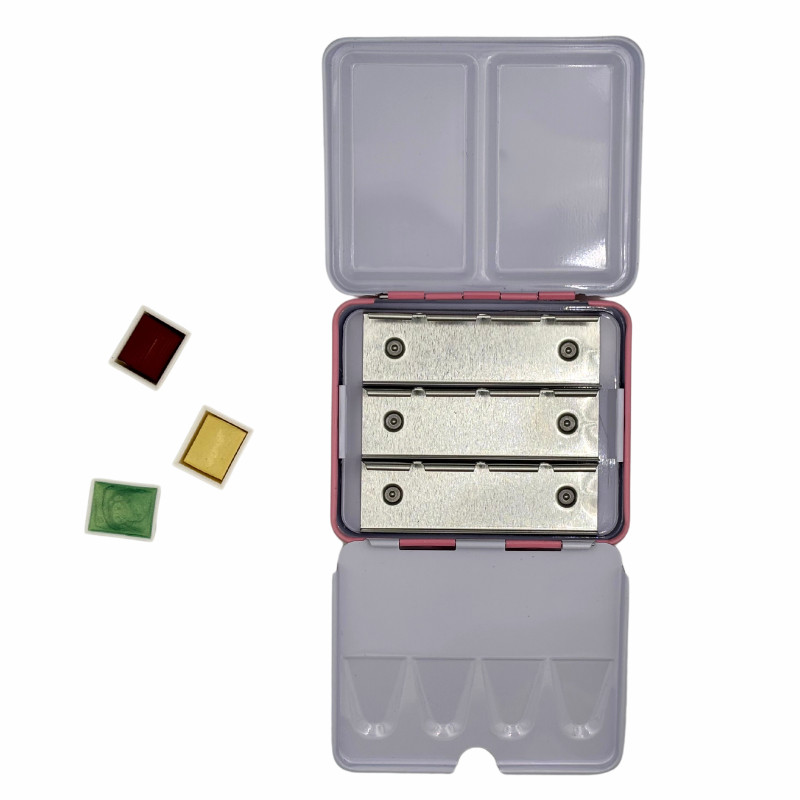 Coffret aquarelle vide mini rose 12 ½ godets en métal Roman Szmal