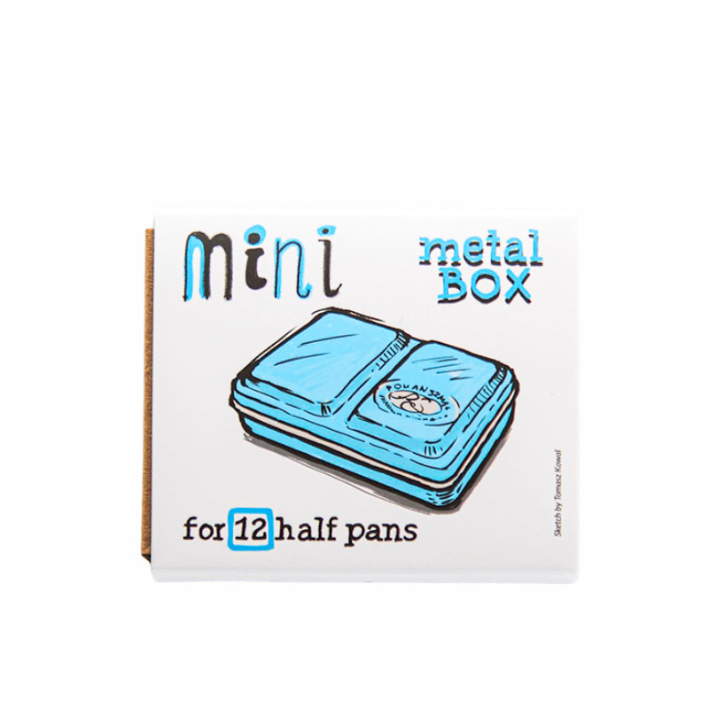 Coffret aquarelle vide mini bleu 12 ½ godets en métal Roman Szmal