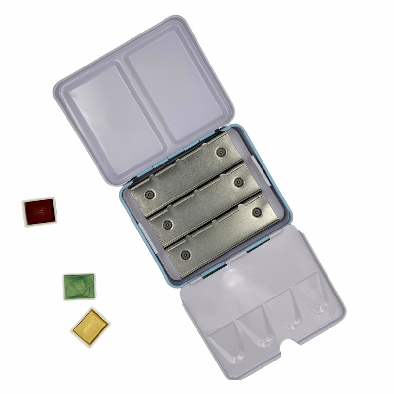 Coffret aquarelle vide mini bleu 12 ½ godets en métal Roman Szmal