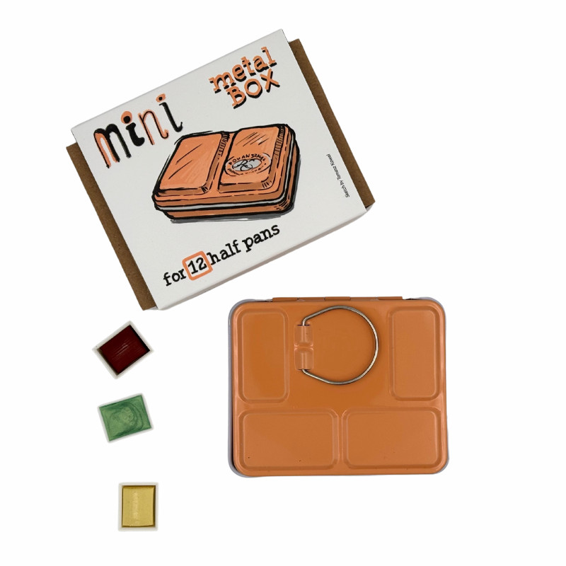 Coffret aquarelle vide mini abricot 12 ½ godets en métal Roman Szmal