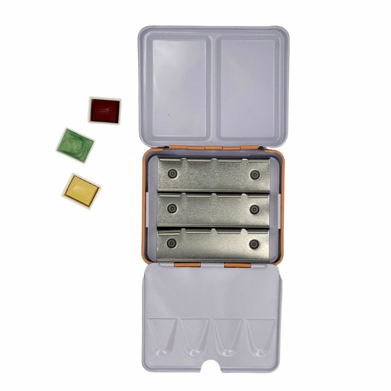 Coffret aquarelle vide mini abricot 12 ½ godets en métal Roman Szmal