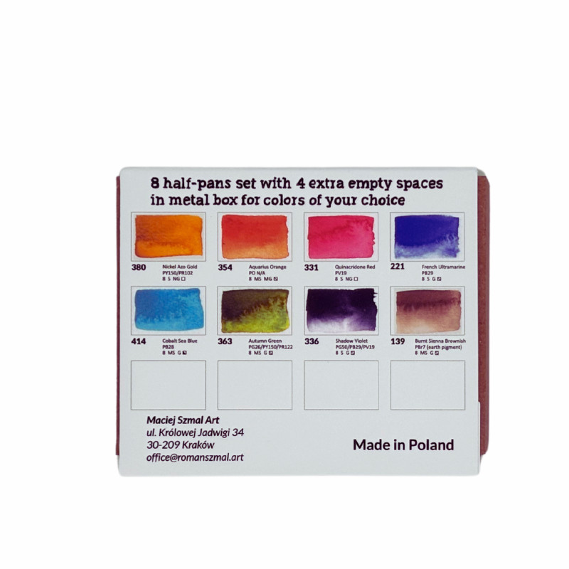 Coffret mini 8 ½ godets d'aquarelle extra-fine en métal bleu Roman Szmal