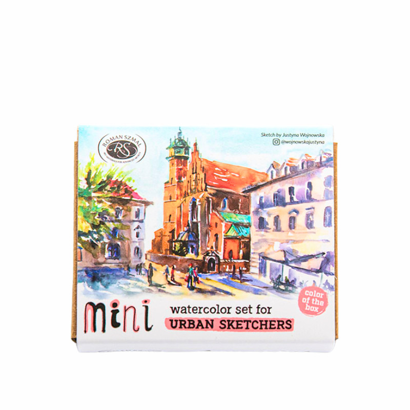 Coffret mini 8 ½ godets d'aquarelle extra-fine en métal rose Roman Szmal