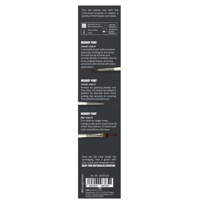 Set Essential 3 pinceaux aquarelle Kum