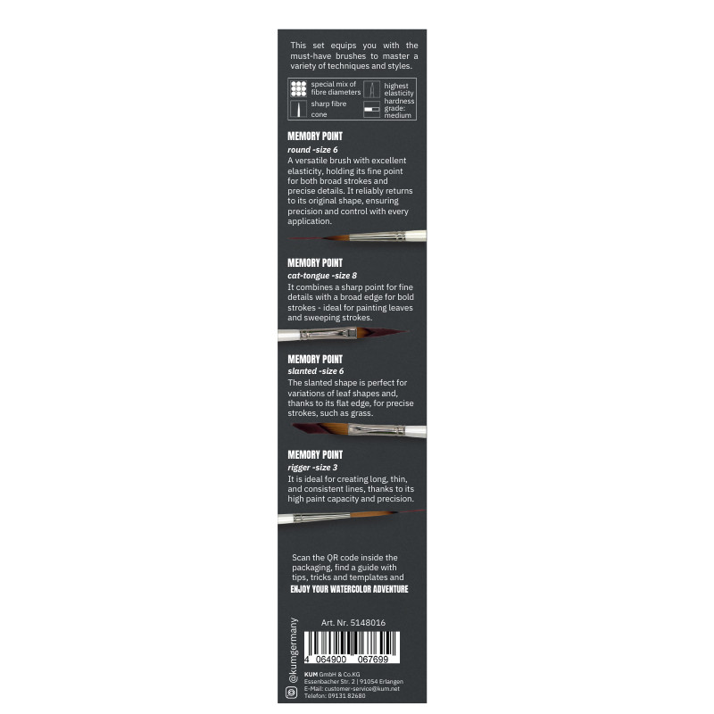 Set Botanical 4 pinceaux aquarelle Kum