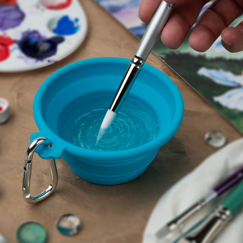Gobelet à eau pliable bleu avec cadenas Ø 97 mm 250ml Silver Brush