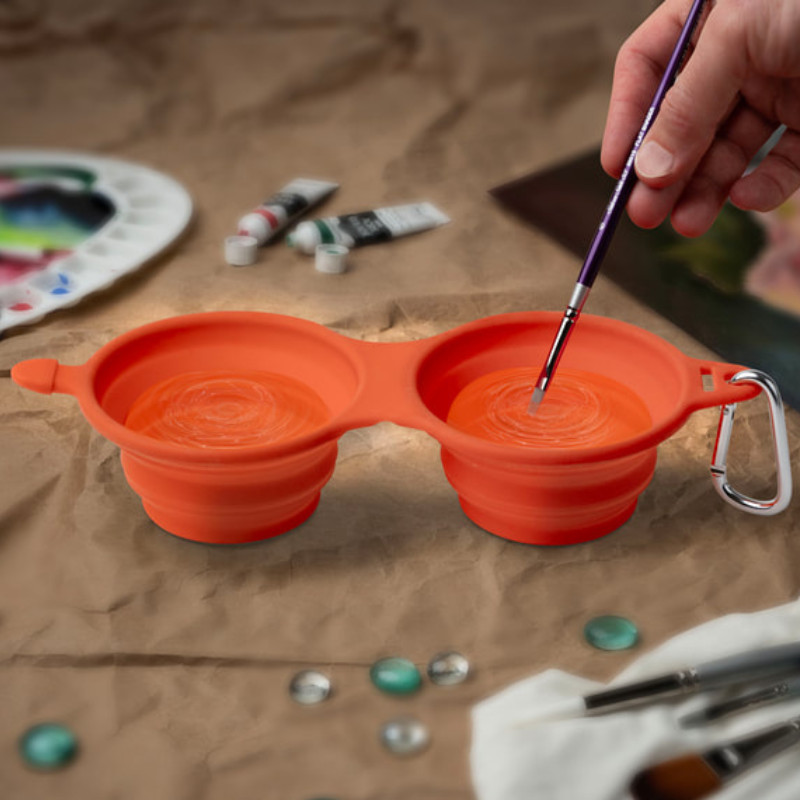 Gobelet à eau pliable double orange avec cadenas Ø 97 mm 230ml Silver Brush