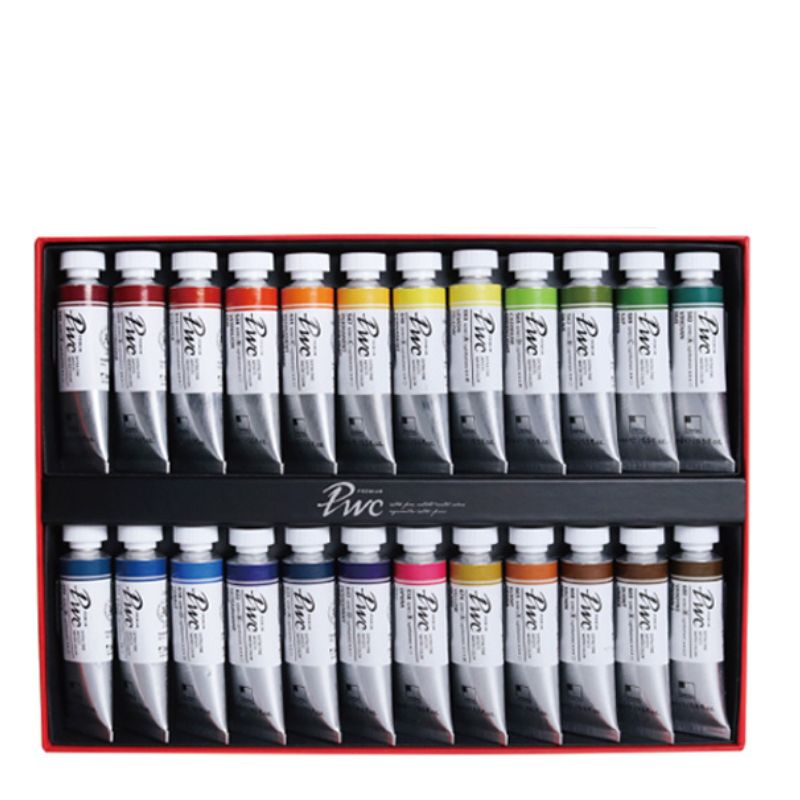 Coffret 24 Tubes 15ml aquarelles extra-fines PWC en carton ShinHan