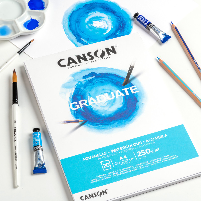 Bloc aquarelle Graduate Canson A4 21x29,7 250g 20f grain fin