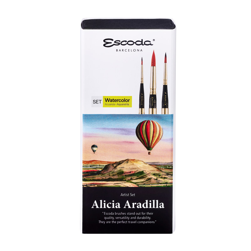 Set de 3 pinceaux de voyage synthétiques par Alicia Aradilla Escoda