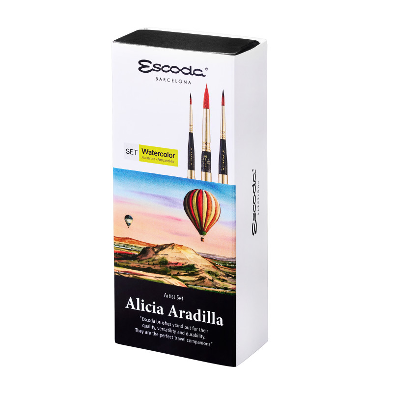 Set de 3 pinceaux de voyage synthétiques par Alicia Aradilla Escoda