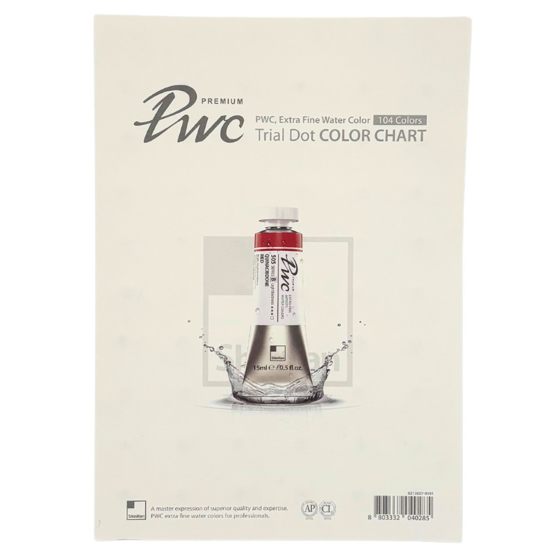 Carte échantillon couleurs réelles 104 couleurs PWC ShinHan fait à la main