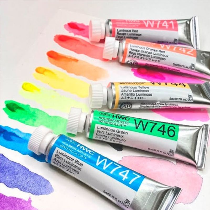 Coffret lumineux 12 Tubes 5ml aquarelles extra-fines en carton Holbein Artists'