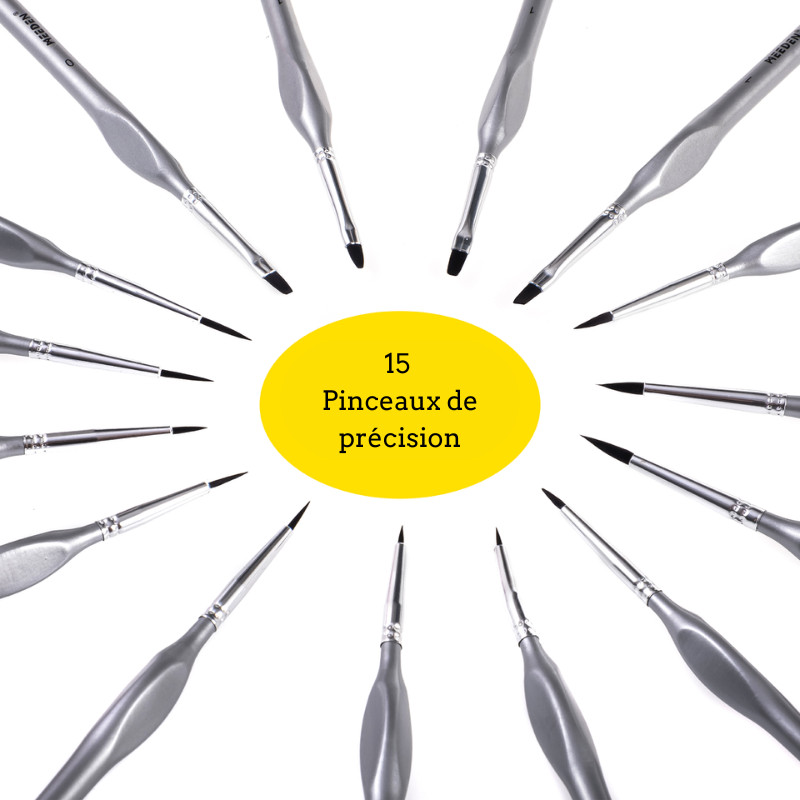 Set de 15 pinceaux de précision Meeden