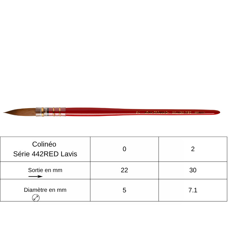 Pinceau Lavis Colinéo série 442 RED Da Vinci n°0