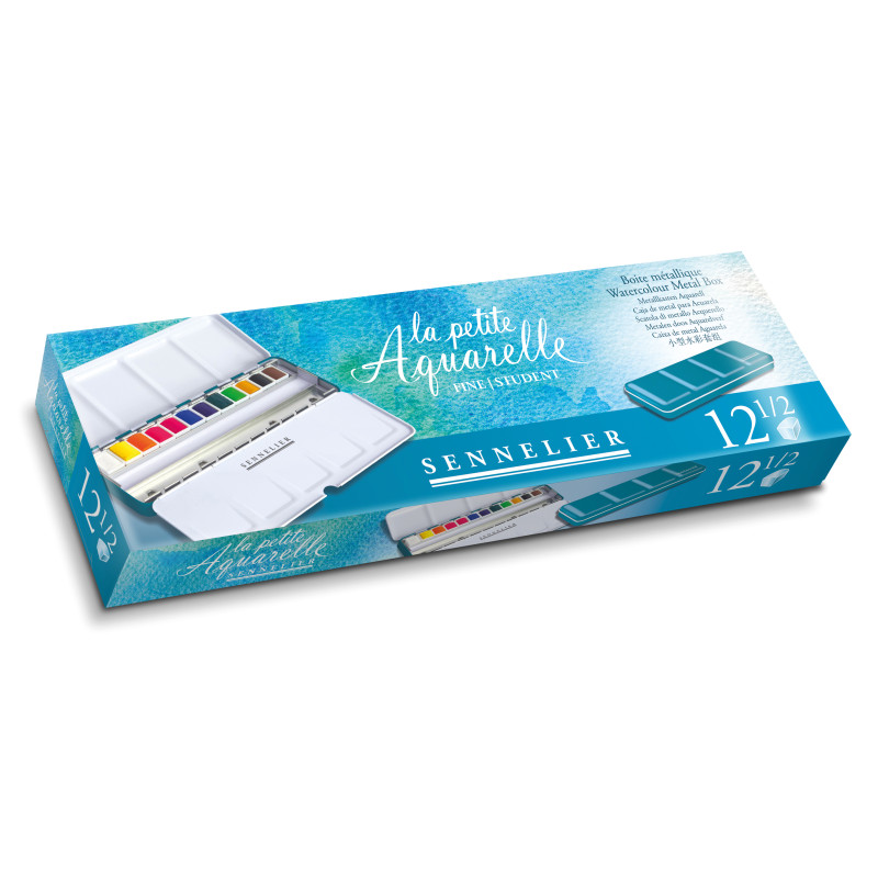 Boite métal « la petite aquarelle » 12 ½ godets aquarelle fine Sennelier
