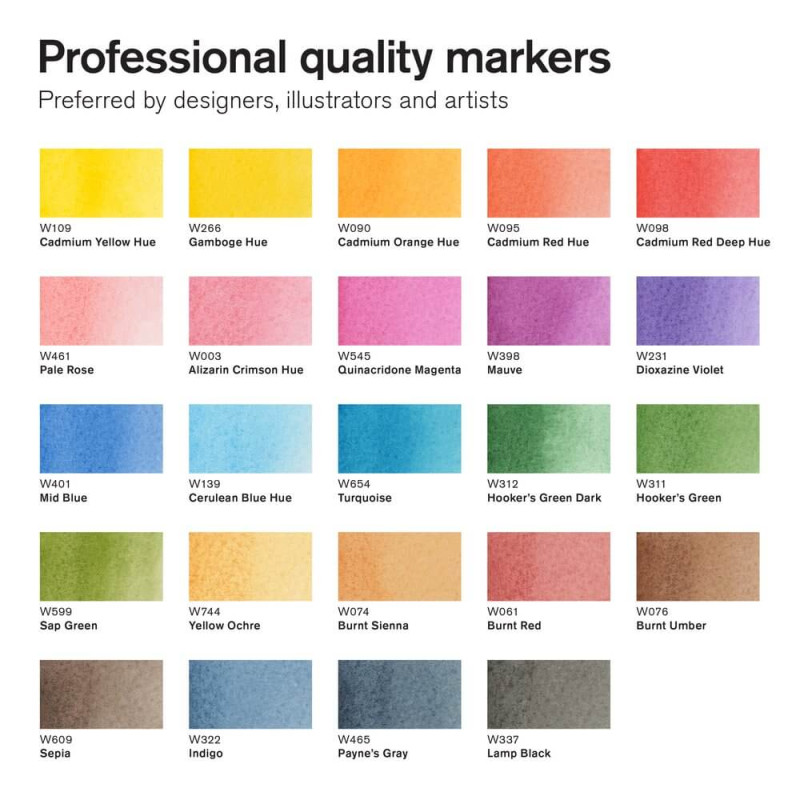 Coffret 24 feutres Aquarelle Promarker collection basic Winsor & Newton