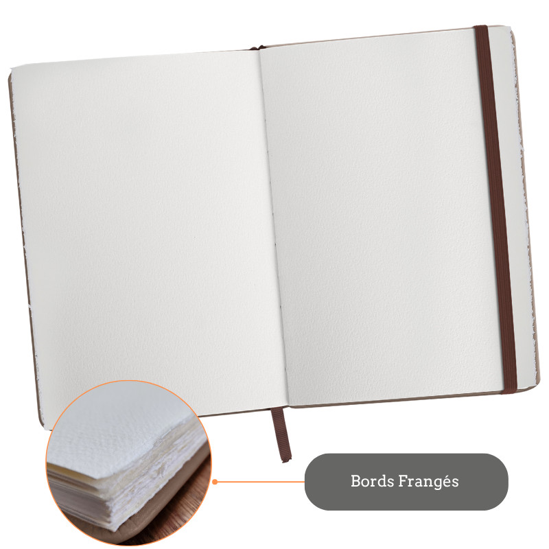 Perfect Sketchbook A5 300g 100% coton 44 pages grain fin format portrait bord frangé Etchr Lab