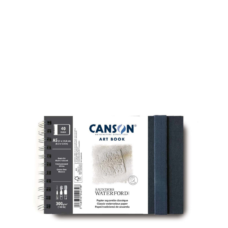 Album spiralé Saunders WaterfordA5 300g 20 f grain fin Canson
