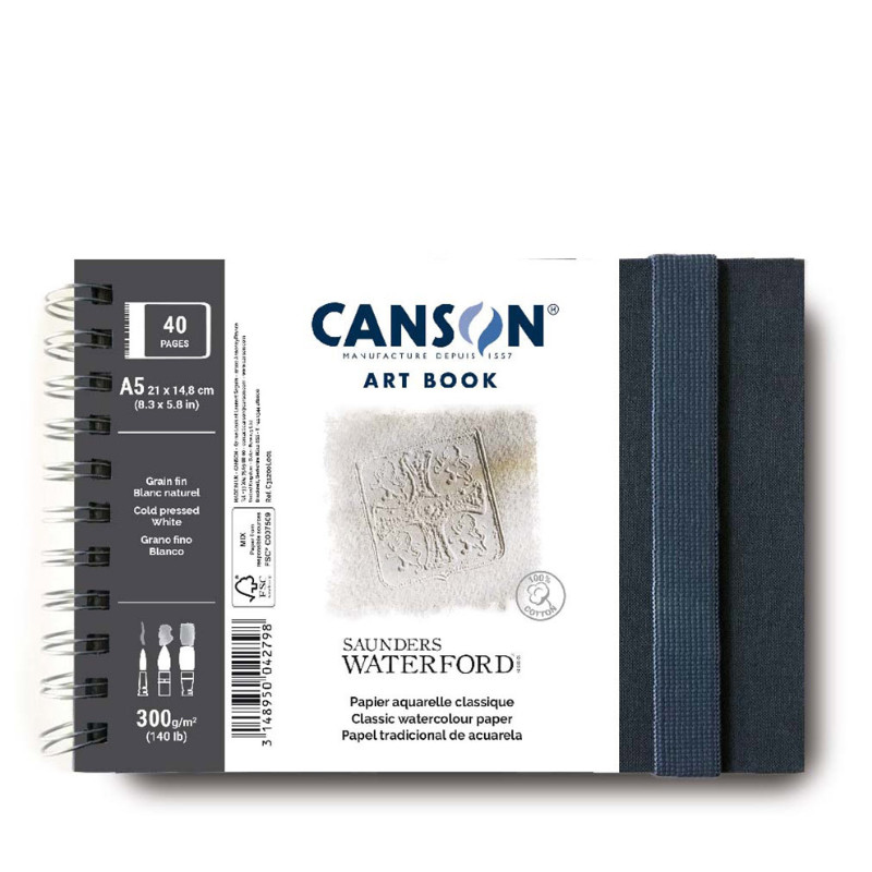 Album spiralé Saunders WaterfordA5 300g 20 f grain fin Canson
