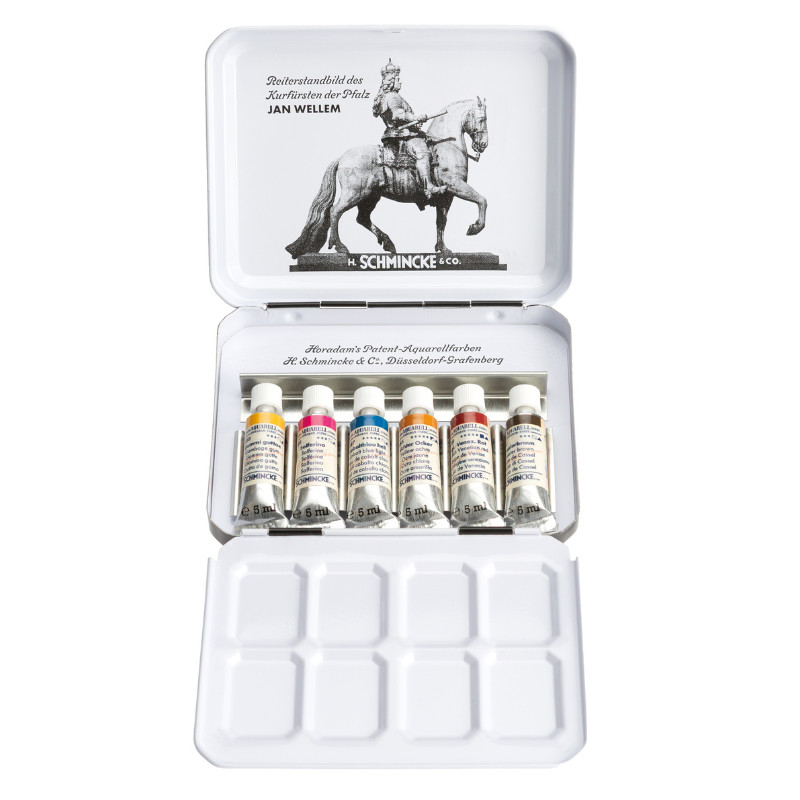 Boîte métal Rétro II 6 tubes 5 ml Horadam Aquarell Schmincke