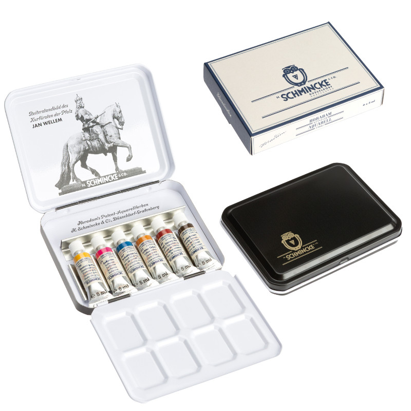 Boîte métal Rétro II 6 tubes 5 ml Horadam Aquarell Schmincke
