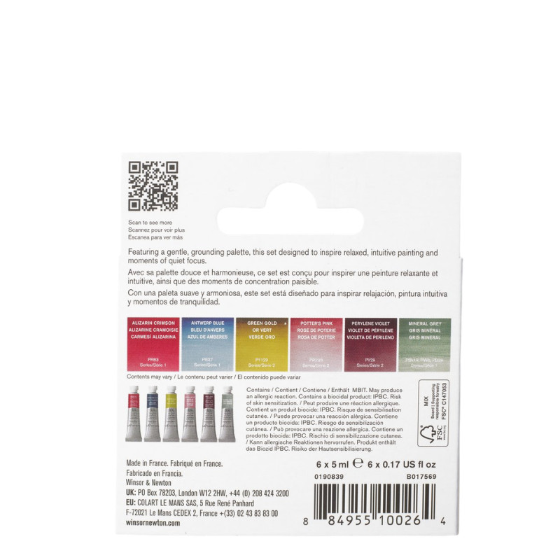 Coffret Couleurs Médiatives 6 tubes 5ml aquarelle en carton Winsor & Newton