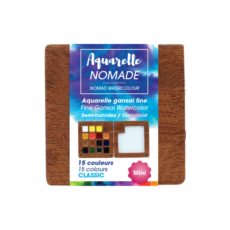 Mini palette aquarelle 15 couleurs Gansai nomade Art&Go