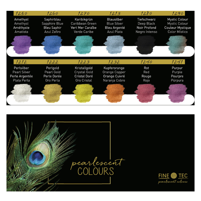 Coffret 12 godets clipsables aquarelle nacrée Finetec