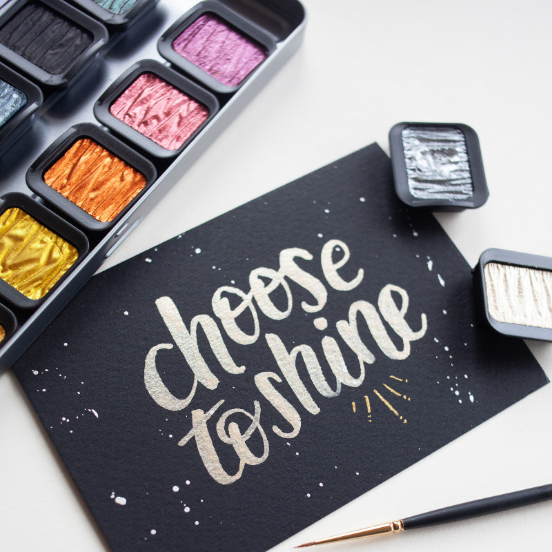 Coffret 12 godets clipsables aquarelle nacrée Finetec