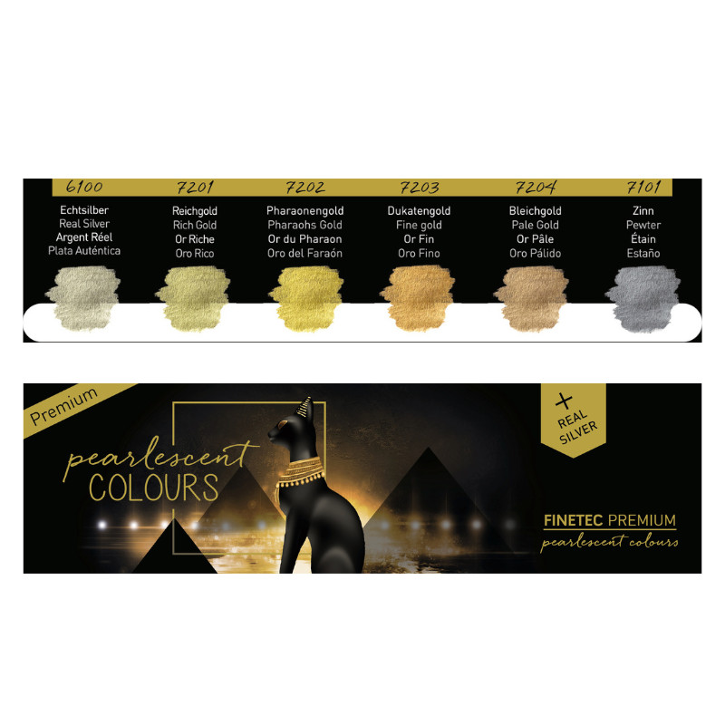 Coffret Antique 6 godets clipsables aquarelle nacrée Finetec premium
