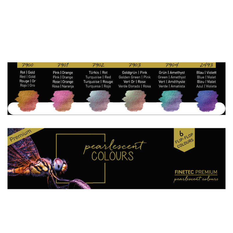 Coffret Flip flop 6 godets clipsables aquarelle nacrée Finetec premium