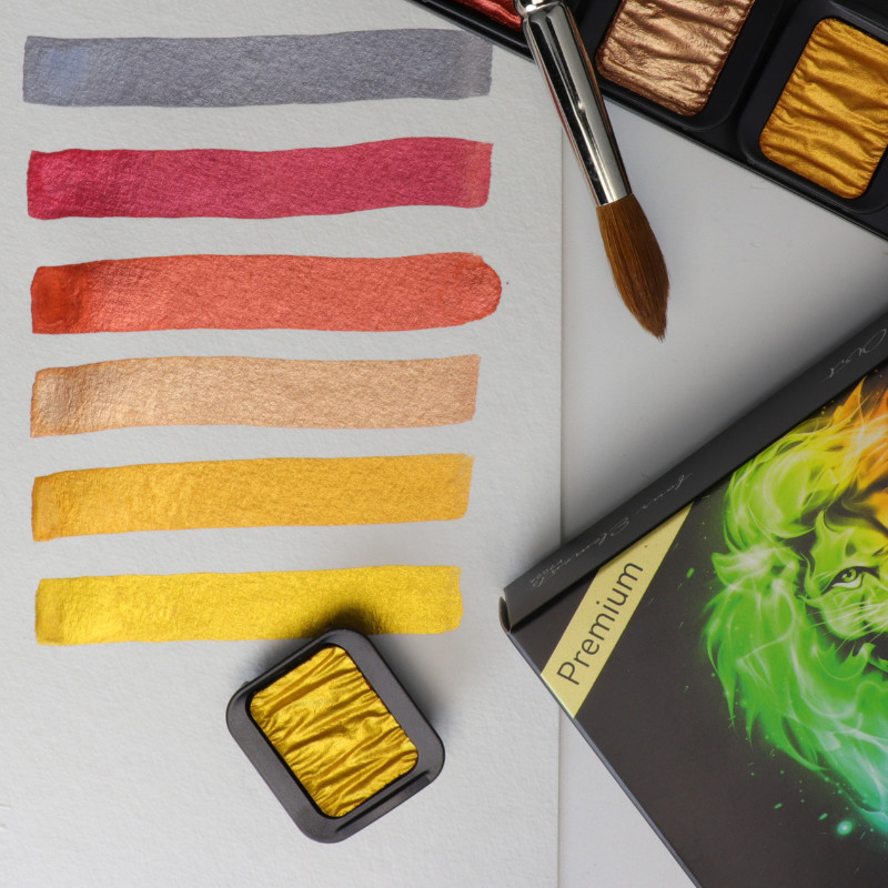 Coffret Quatre élements 24godets clipsables aquarelle nacrée Finetec premium