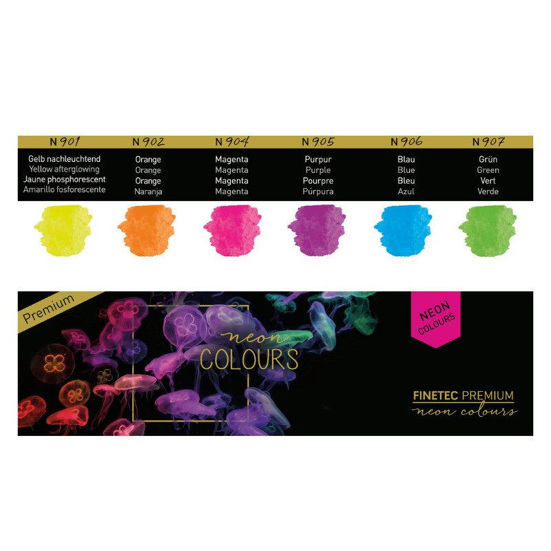 Coffret Néon 6 godets clipsables aquarelle Finetec premium
