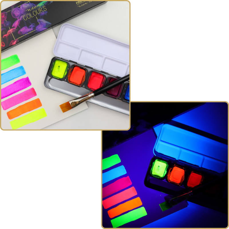 Coffret Néon 6 godets clipsables aquarelle Finetec premium