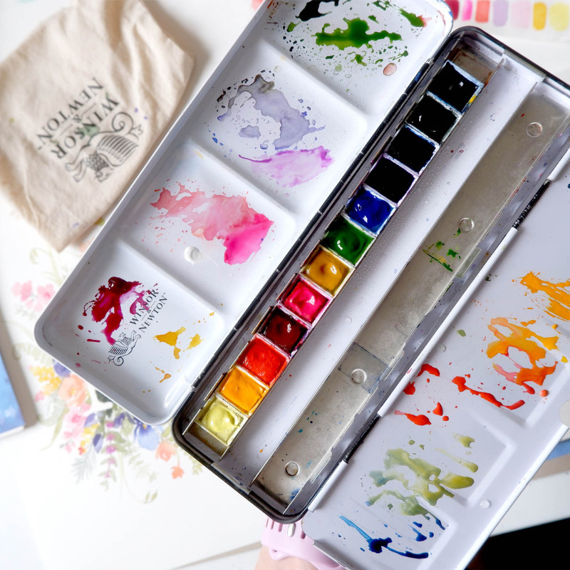 Palette originale Blanche Tristant 12 ½ godets + 12 vides Winsor & Newton