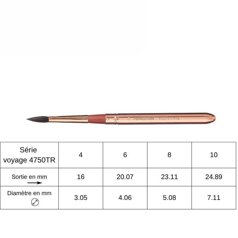 Pinceau de voyage rond Neptune 4750TR Princeton n°8