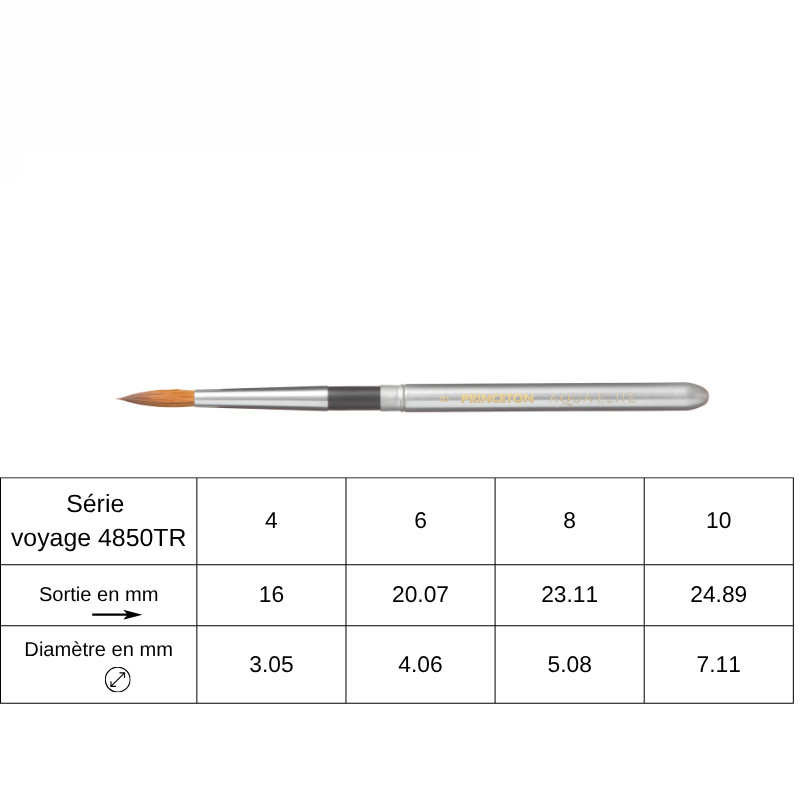 Pinceau de voyage rond Aqua Elite 4850TR Princeton n°8