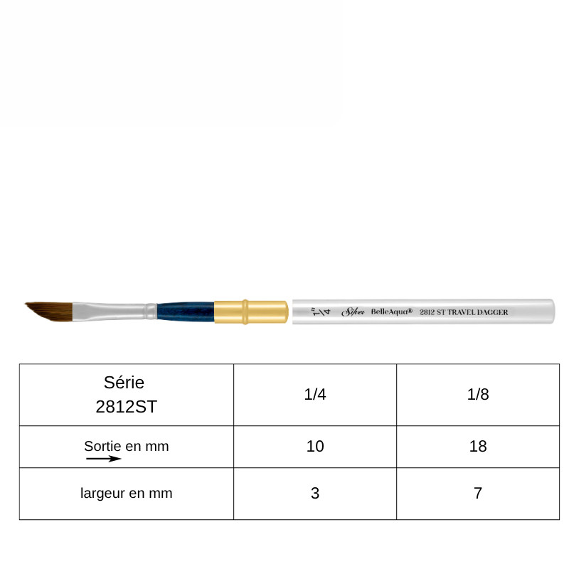 Pinceau voyage épée BelleAqua série 2812ST Silver n°1/4
